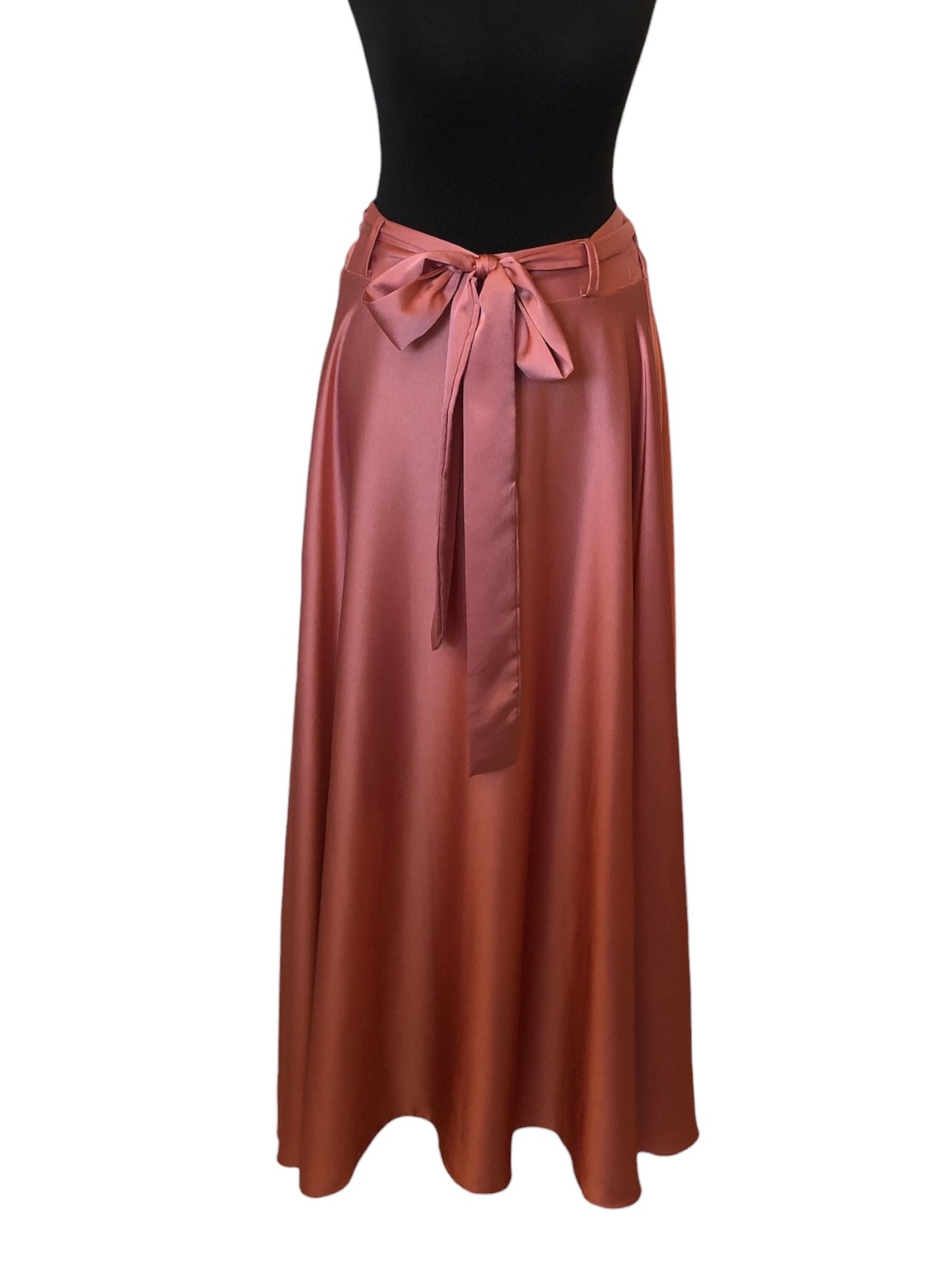 Satin Skirt With Bow Detail in Rose Pink