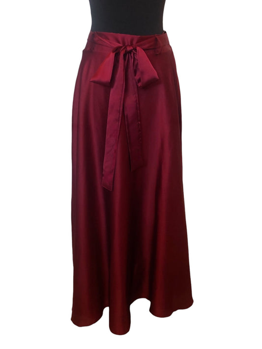 Satin Skirt With Bow Detail in Red