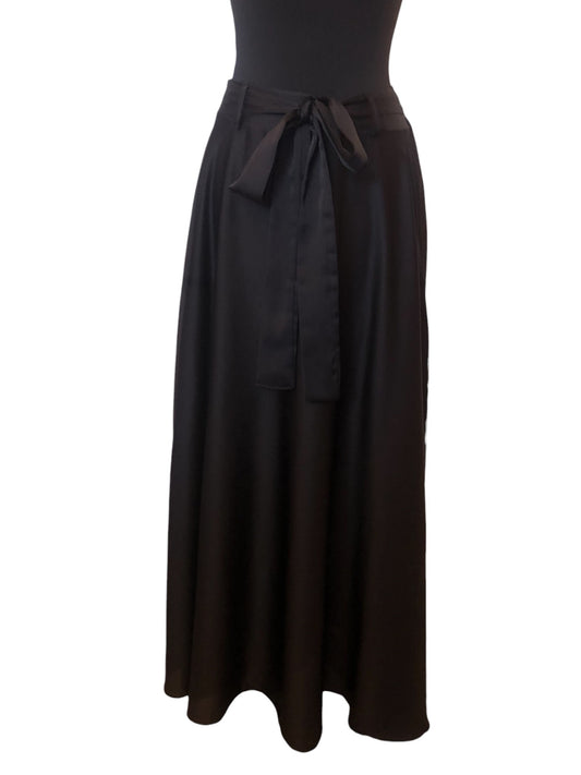 Satin Skirt With Bow Detail in Black